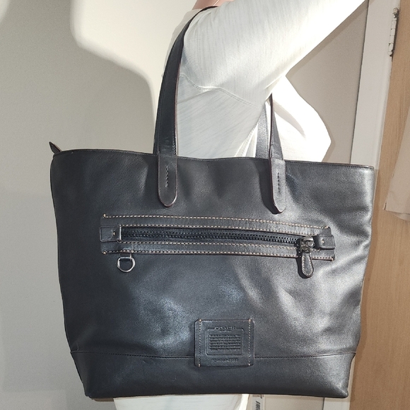 Coach Black Leather Laptop Tote - Picture 1 of 15